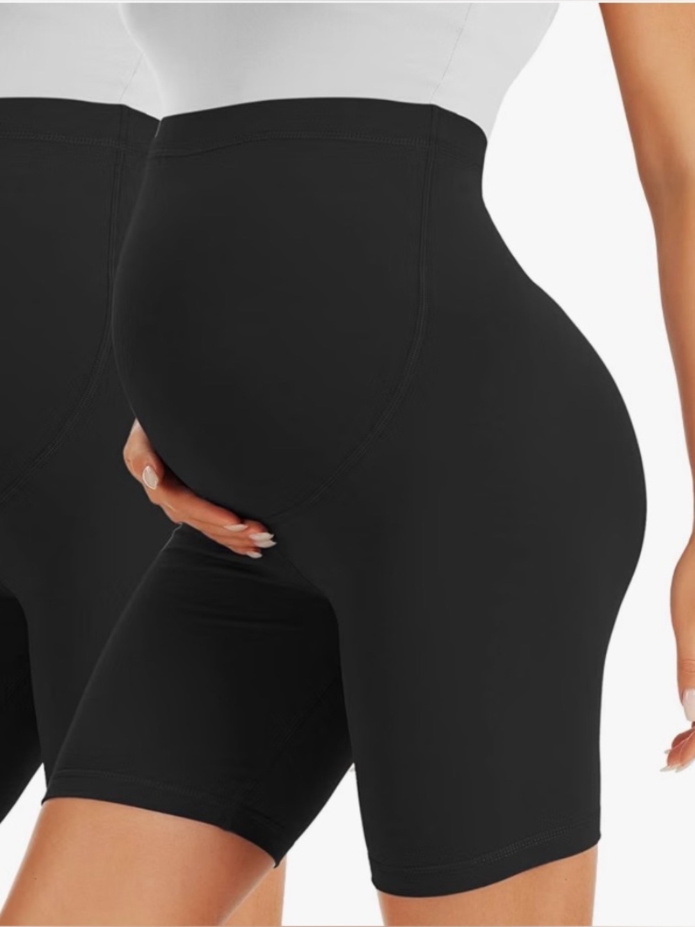 2 pairs of Maternity Seamless Black Biker Shorts